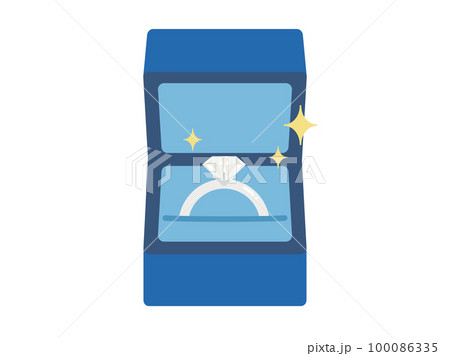 指輪ケースに入っているダイヤモンドがついているリングのイラスト 指輪ケースに入っているダイヤモンドがついているリングのイラスト 100086335