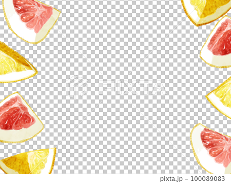 手繪水彩柚子插畫矩形框左右 100089083