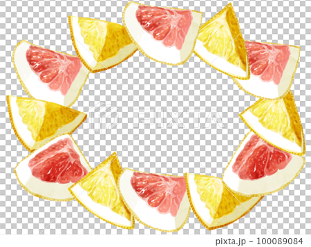 手繪水彩柚子插畫矩形框橢圓形 100089084