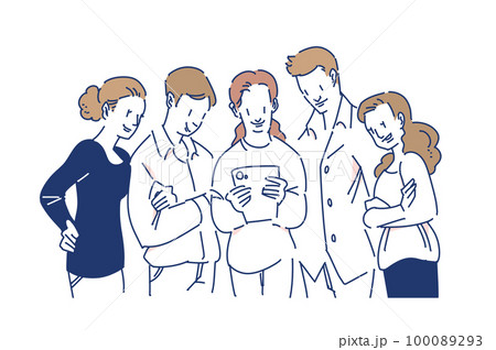 5人のチームワークイラスト 5人のチームワークイラスト 100089293