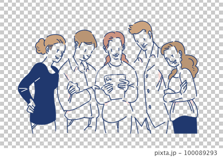 5人のチームワークイラスト 5人のチームワークイラスト 100089293