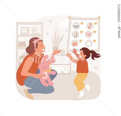 Rewards isolated cartoon vector illustration. Smiling mom giving rewards to her kid for good behaviour, praising the child, family life, create healthy hygiene routine vector cartoon. 100089351
