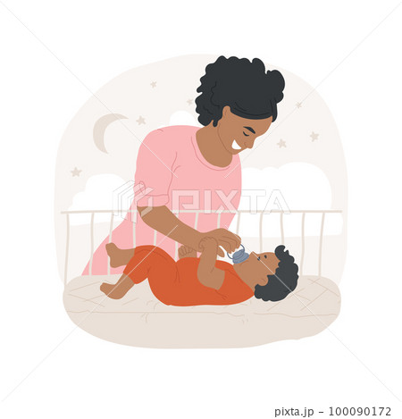 Introducing pacifier isolated cartoon vector illustration. Mom gives pacifier to her baby, infant bedtime, soothing toy, kids sleep hygiene, mother child bonding process vector cartoon. 100090172