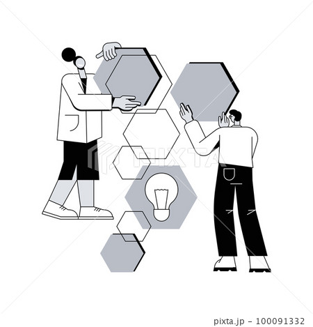 Design structure matrix abstract concept vector illustration. Project visual representation, system analysis, project management, organization team, product component, timeframe abstract metaphor. 100091332
