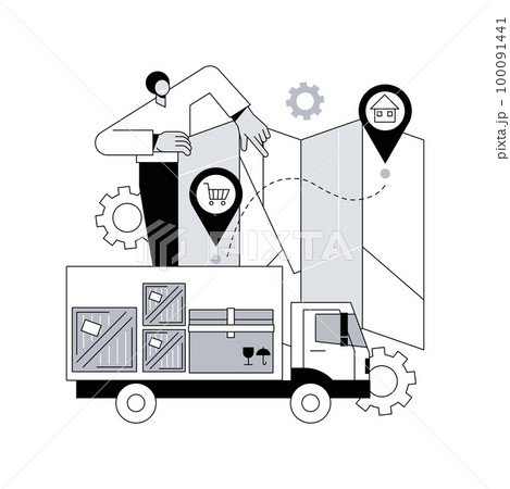 Order shipped abstract concept vector illustration. Free express shipment, parcel delivery with courier, online shopping, purchase goods, fast package logistics, receive box abstract metaphor. Order shipped abstract concept vector illustration. Free express shipment, parcel delivery with courier, online shopping, purchase goods, fast package logistics, receive box abstract metaphor. 100091441