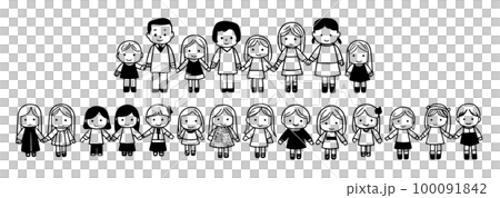 人、兒童的簡單線條畫插圖 100091842