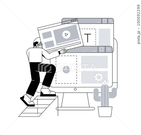 Site design abstract concept vector illustration. Web design studio, site development company, business landing page, about us, corporate homepage creation service, interface abstract metaphor. 100092299