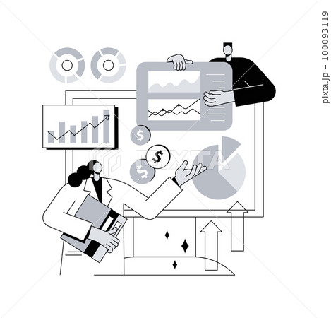 Cryptocurrency market abstract concept vector illustration. Investment opportunity, cryptocurrency market cap, digital currency, news and prices, capitalization ranking, finance abstract metaphor. 100093119