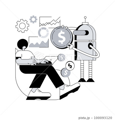 Self-parking car system abstract concept vector illustration. Automated parking car system, self-parking vehicle, smart driverless technology, autonomous driving valet abstract metaphor. 100093120