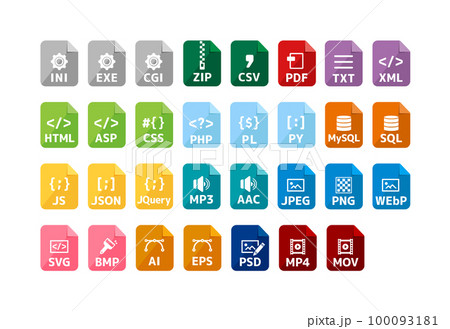 ファイル形式 ベクターアイコンイラストセット ファイル形式 ベクターアイコンイラストセット 100093181