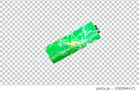Battery charge indicator with thunder isolated. charging battery technology concept, 3d illustration, 3d render 100094425