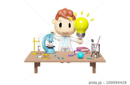 miniature cartoon boy character hand hold light bulb 3d with science experiment kit, microscope, desk in lab isolated. idea tip education, knowledge creates ideas, elearning concept, 3d render miniature cartoon boy character hand hold light bulb 3d with science experiment kit, microscope, desk in lab isolated. idea tip education, knowledge creates ideas, elearning concept, 3d render 100094426