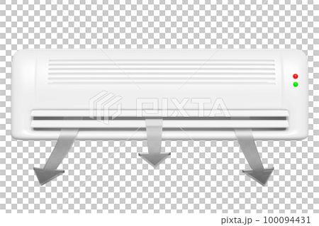 3d air conditioner system with arrow air flows shows isolated. 3d render illustration 3d air conditioner system with arrow air flows shows isolated. 3d render illustration 100094431