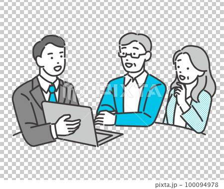 Vector illustration material of a senior couple consulting at the counter / hearing / care 100094978