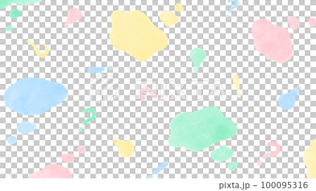 ポップなパステルカラーの吹き出し、考え中の背景 かわいい手描きの水彩イラスト 100095316