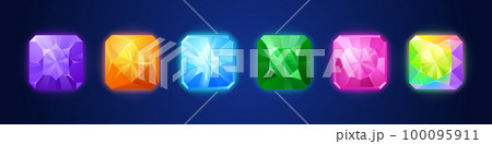 Cartoon set of game crystals isolated on dark Cartoon set of game crystals isolated on dark 100095911