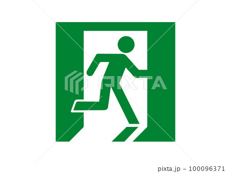 非常口マーク 人物が右向きのスタンダードな非常口誘導灯のイラスト アイコン素材 非常口マーク 人物が右向きのスタンダードな非常口誘導灯のイラスト アイコン素材 100096371