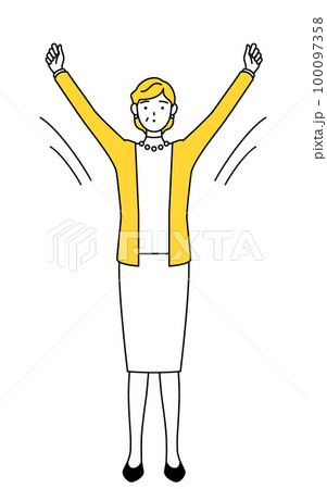 ラジオ体操をする定年退職したシニア・中年女性 100097358