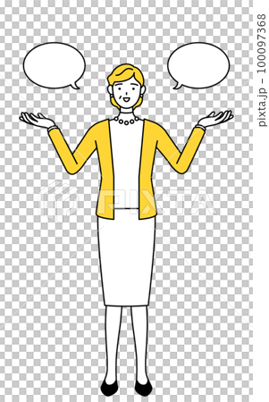 Senior and middle-aged women who have retired and make comparisons 100097368