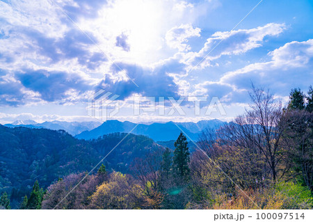 【桜素材】山桜の郷・桜仙峡【長野県】 100097514