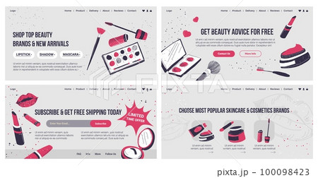 Landing page set for beauty products store 100098423