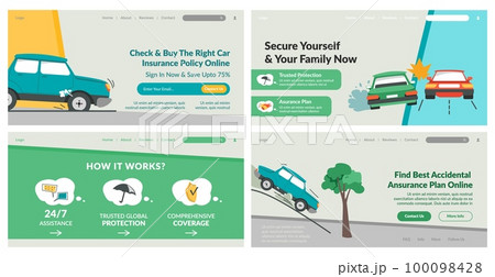 Web banner set with car insurance advertising 100098428