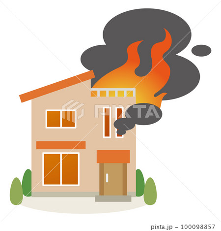 炎上する住宅のイラスト 100098857