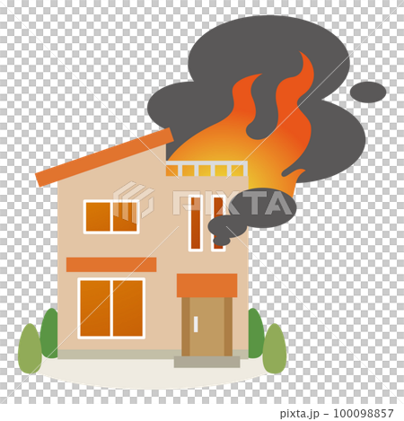 炎上する住宅のイラスト 100098857