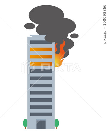 炎上する高層マンションのイラスト 炎上する高層マンションのイラスト 100098866