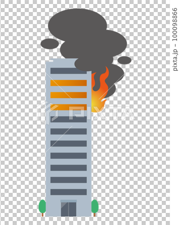 炎上する高層マンションのイラスト 炎上する高層マンションのイラスト 100098866