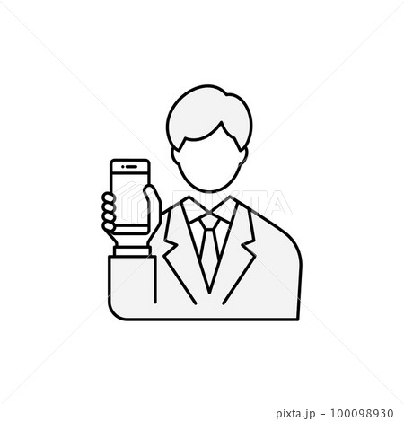 スマホを持つビジネスマンのアイコン 100098930