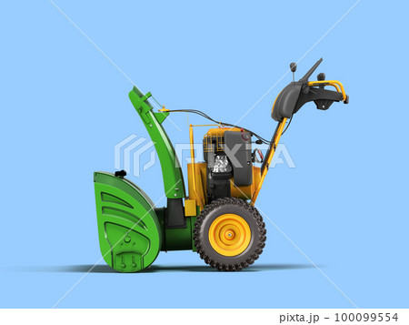 New walk behind tractor left view 3d render on blue background 100099554