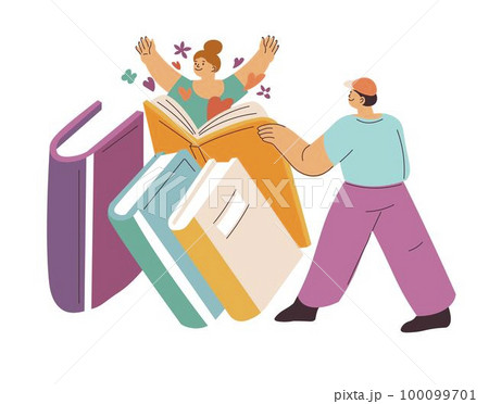 People reading books, readers and hobby vector 100099701