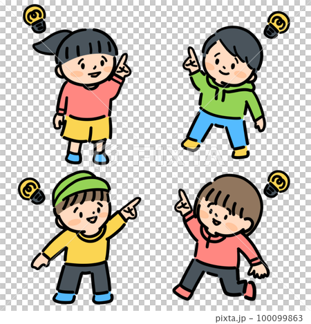 アイデアをひらめいた子ども達 アイデアをひらめいた子ども達 100099863