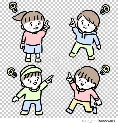 アイデアをひらめいた子ども達 アイデアをひらめいた子ども達 100099864
