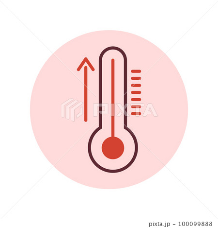 High fever thermometer icon. Healthcare, medicine, flu, fever disease concept. High fever thermometer icon. Healthcare, medicine, flu, fever disease concept. 100099888