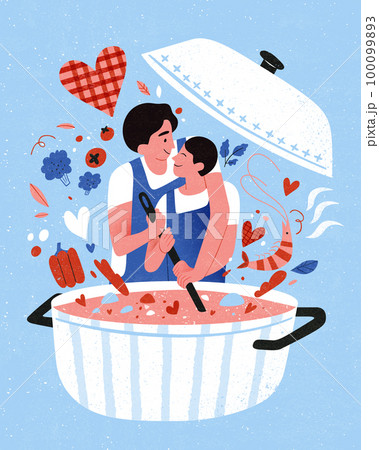Sweet couple cooking flat design Sweet couple cooking flat design 100099893