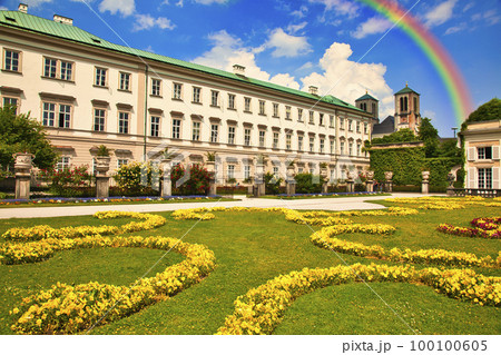 ザルツブルグの美しい街並みにかかる虹 100100605