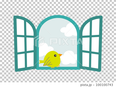 一隻小鳥和一扇窗戶的插圖 100100743