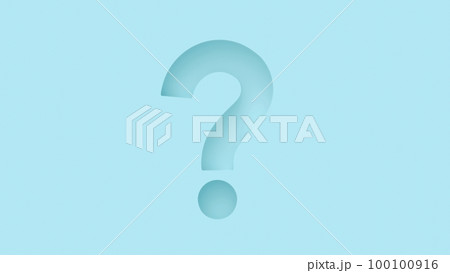 ハテナマークのへこみがある青色の3D背景イラスト 100100916