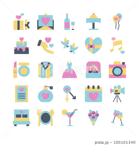 Wedding icon set. Marriage, romantic, couple, symbol vector illustrationWedding icon set. Marriage, romantic, couple, symbol vector illustration 100101340