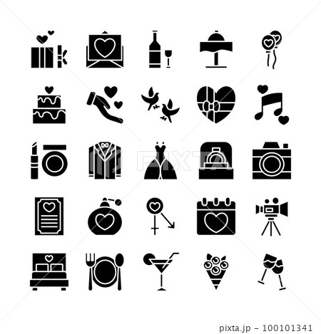 Wedding icon set. Marriage, romantic, couple, symbol vector illustrationWedding icon set. Marriage, romantic, couple, symbol vector illustration 100101341