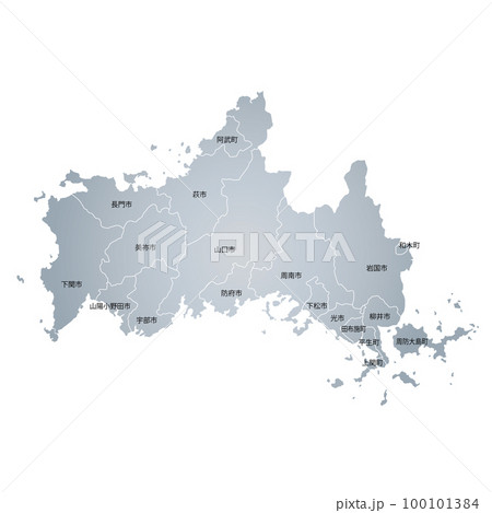 山口県と市町村地図 山口県と市町村地図 100101384