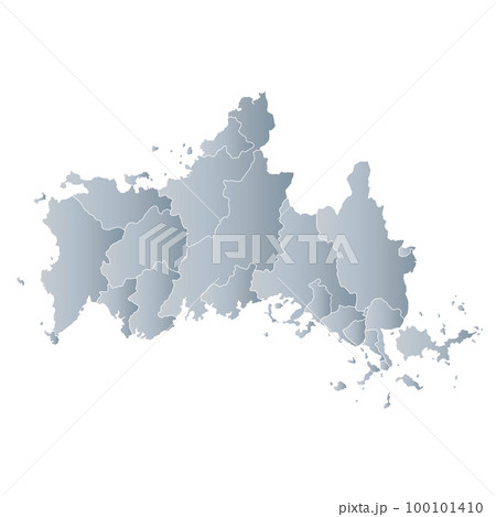 山口県と市町村地図のイラスト素材 [100101410] PIXTA