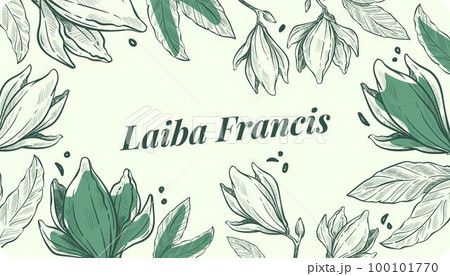 Business card with name of person, floral design 100101770