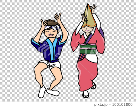 Awa Odori seen from the front, men and women 100101800