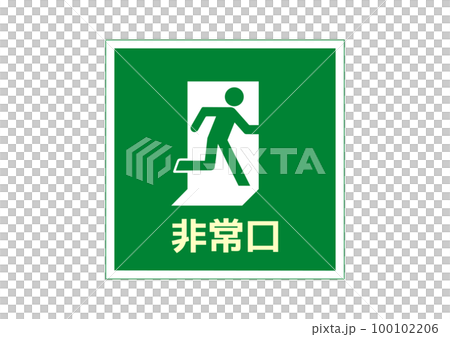 Emergency exit sign, person facing right, stylish square emergency exit guide light illustration, icon material 100102206