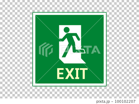 非常口マーク 正方形のおしゃれな非常口誘導灯のイラスト 英語 EXIT 100102207