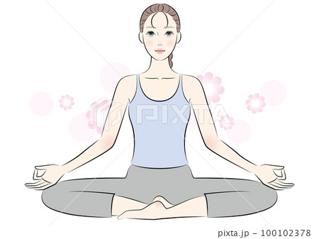 ヨガをする若い女性 ヨガをする若い女性 100102378
