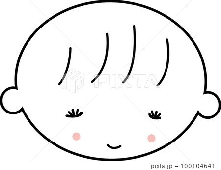 目を閉じた赤ちゃんの顔 100104641